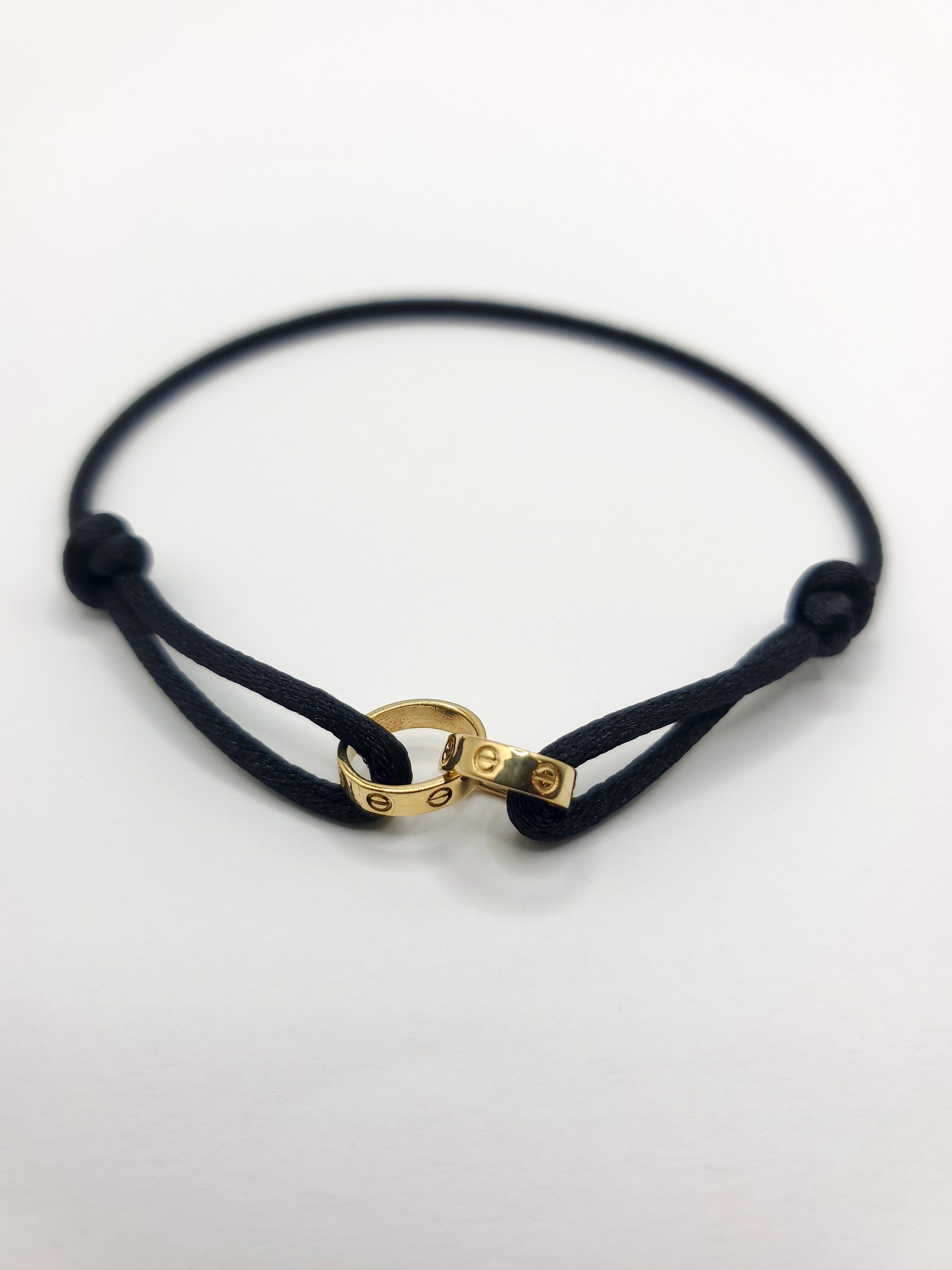 14k Gold Black Cord Bracelet