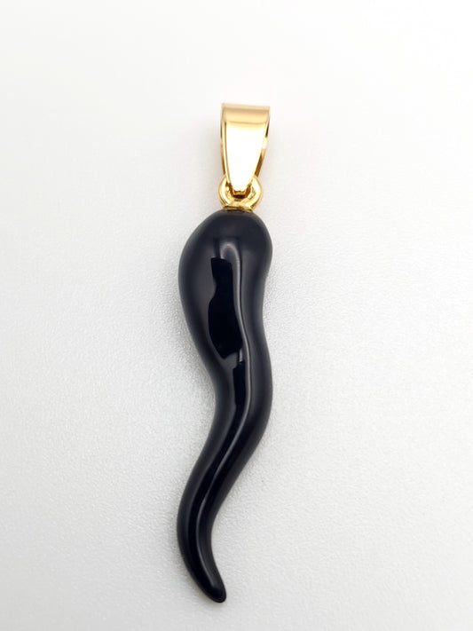 Onyx Italian horn pendant